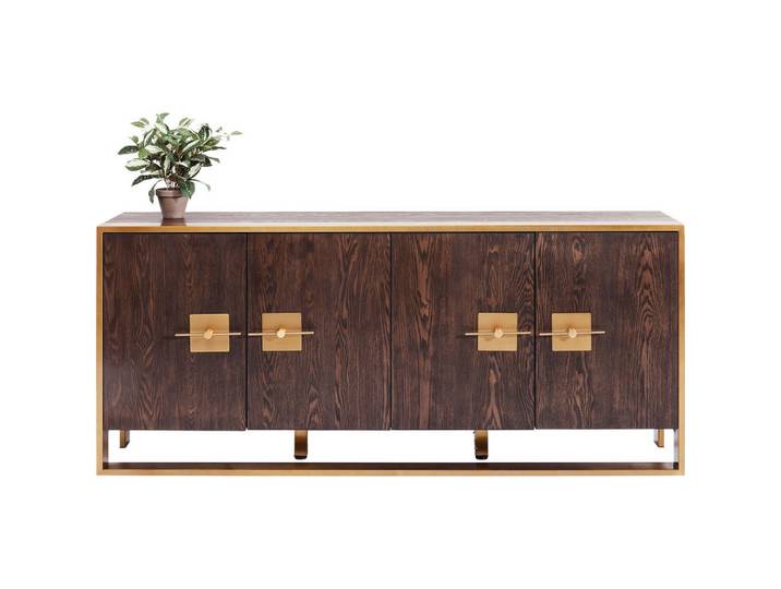 Kare-Design Sideboard, Braun, Messing, Metall, furniert, 180x80x40 cm, Wohnzimmer, Kommoden & Sideboards, Sideboards