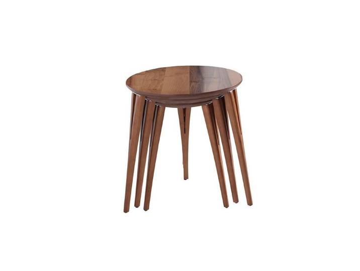 JVmoebel Beistelltisch Holztische in Braun mit runden Formen für modernes Wohnen (3-St), Made in Europa