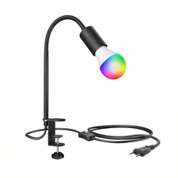 ledscom.de E27 Klemmleuchte LELE mit Schwanenhals, schwarz inkl. E27 Smart Home RGBW LED Lampe