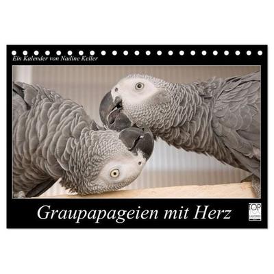 Graupapageien mit Herz (Tischkalender 2027 DIN A5 quer), CALVENDO Monatskalender