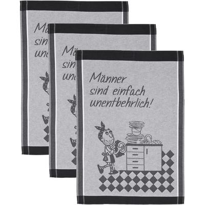Geschirrtuch ROSS "Männer sind einfach unentbehrlich", schwarz (schwarz, grau), B:50cm L:70cm, 100% Baumwolle, Geschirrtücher, Geschirrtuch, Sprüchetuch, aus 100% Baumwolle