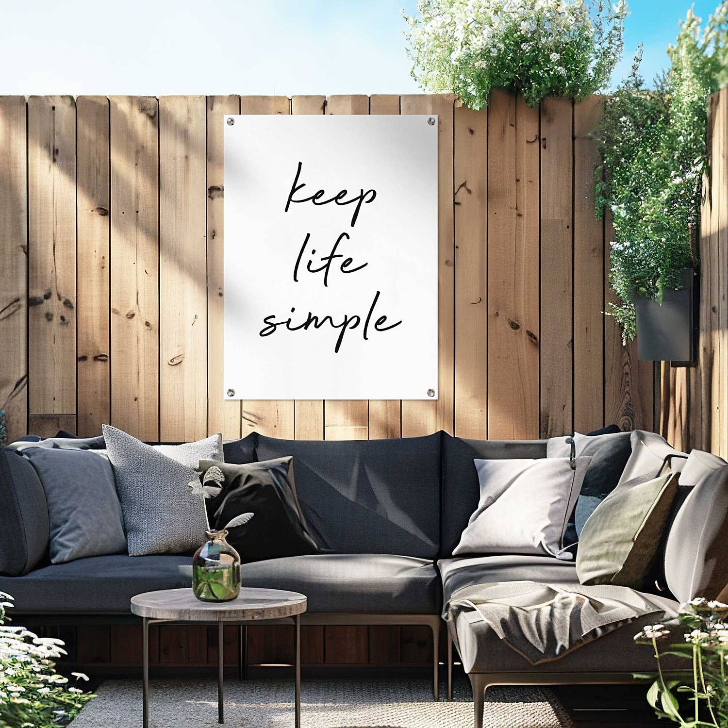 home24 Outdoor-poster Keep life simple zwart/wit, B: 60 cm, H: 80 cm
