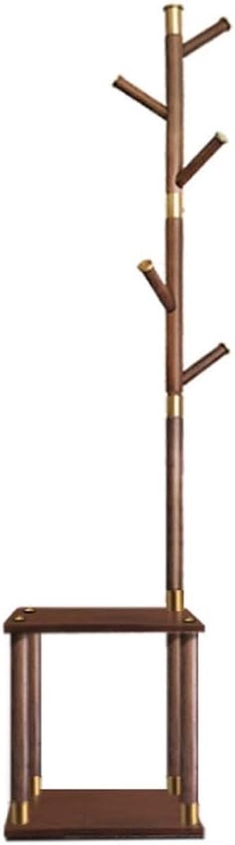 Staande kapstok met plank in walnoot met boomvorm design, Hoogte: 178 cm