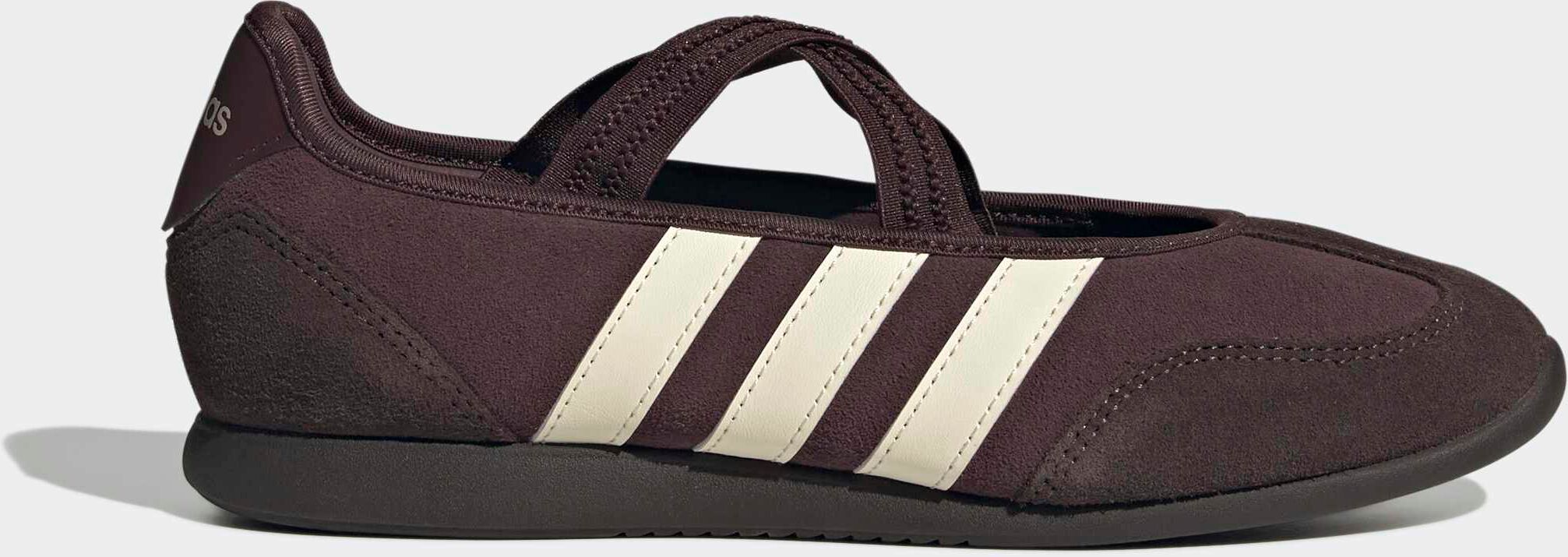 Sneaker Ballerinas ADIDAS SPORTSWEAR "BARREDA MARY JANE", Damen, Gr. 38,5, braun (shadow braun, cream weiß, aurora coffee), Leder, Synthetik, Schuhe Sneaker Ballerinas, Design auf den Spuren des adidas Samba Mary Jane shadow braun, cream weiß, aurora coff