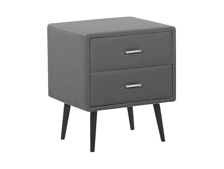 Beliani Nachttisch mit 2 Schubladen Kunstleder grau Glamour Look Essonne