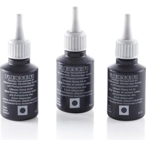 Reiner Stempelfarbe R 343, ölbasiert, schwarz, für Filzkissen, dokumentenecht, 45 ml, 3 Stück