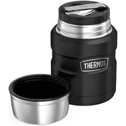 Thermos Style Food with a tablespoon and a cup - matt black 470 ml, Thermoskanne, Schwarz