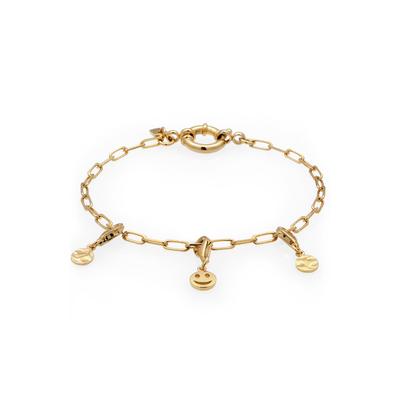 Armkette KUZZOI "Armband Smiling Face Charm Anhänger 925 Sterling Silber" Gr. 21, gold, Armbänder, Herren, 21, Silber 925 (Sterlingsilber), Armkette
