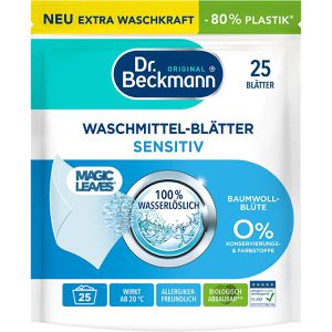 Dr.Beckmann Waschmittel Magic Leaves Sensitiv, Blätter, 100% wasserlöslich, Baumwollblüte, WL 25