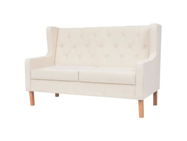 1956 Nickel® Canapé scandinave d angle UNIQUE - Canapé droits Sofa à 2 places Tissu Blanc crème MODE Crème