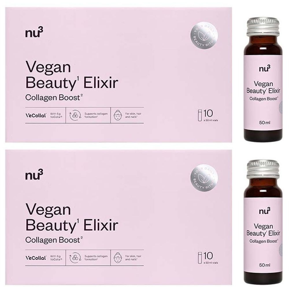 Nu3 Vegan Beauty Elixir Collagen Boost Doppelpack 2x10x50 ml Pulver