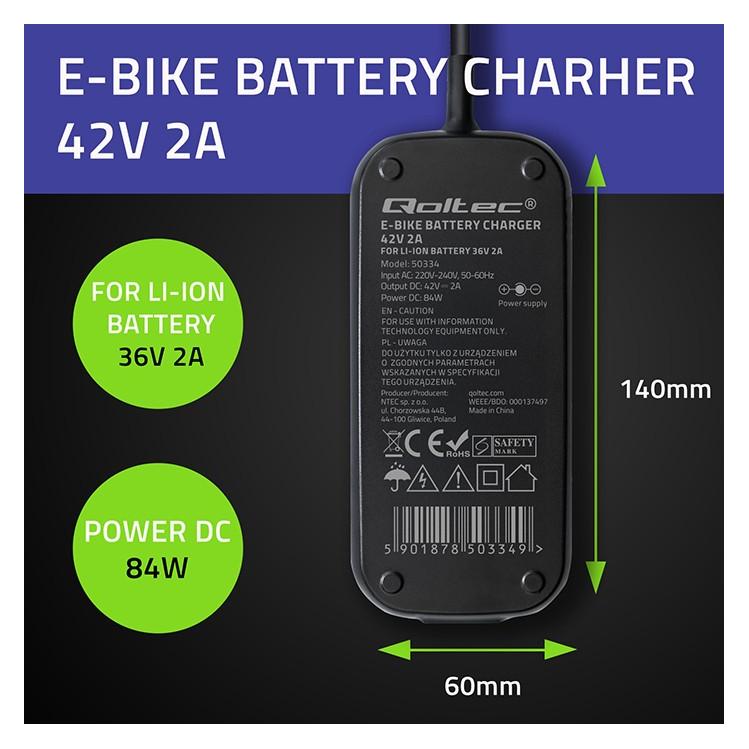 Qoltec Ladegerät für XIAOMI E-Bike 36V 42V 2A 8.0x8.0 (50334)