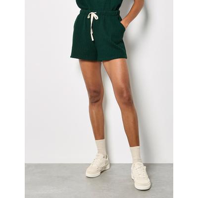Shorts APRICOT "Mini-Shorts", Damen, Gr. XS (34), N-Gr, grün, Strick, Obermaterial: 80% Baumwolle CO. 20% Polyester PES., uni, Hosen Shorts, aus Waffelstrick