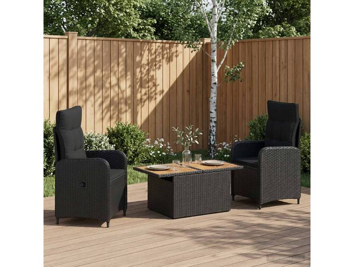 vidaXL Outdoortisch-Set 3 stk. Schwarz