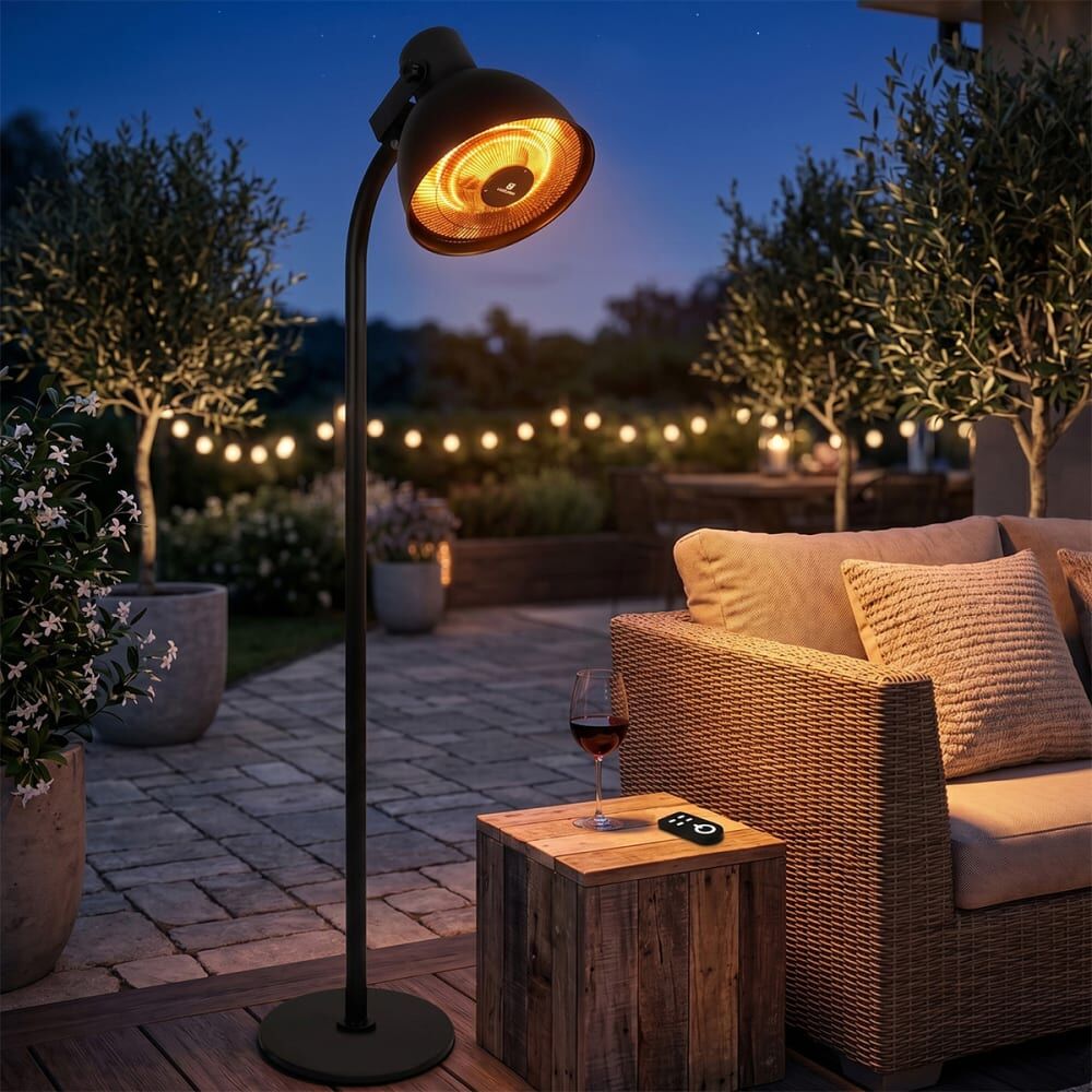 WILSA GARDEN Chauffage de terrasse électrique noir 2000w avec télécommande 225x47cm Noir 225x225x47cm