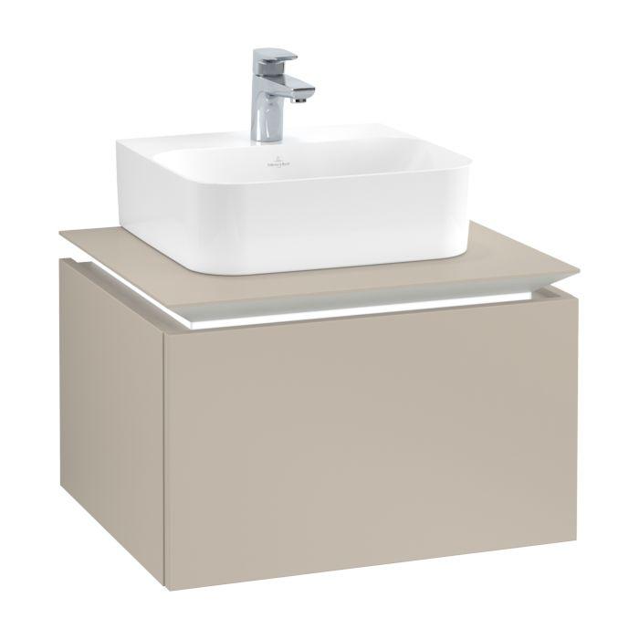 Villeroy & Boch Legato Waschtischunterschrank B731L0VK 60x38x50cm, mit LED-Beleuchtung, Soft Grey