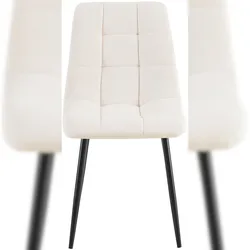 DELUKE 2er Set Esszimmerstuhl FANOR - Cord Creme 45x55x84 cm | Essstühle Esszimmerstühle Küchenstühle Wohnzimmerstühle