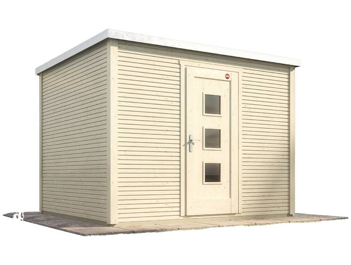 Gartenhaus WEKA wekaLine 413 Gr.1 , beige (naturbelassen), Fußboden im Gartenhaus, selbstklebende Dachbahnen, Massivholz, Gartenhäuser, Gartenhaus