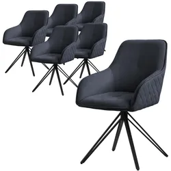 ESSZIMMERSTUHL 6er Set drehbar Anthrazit Webstoff