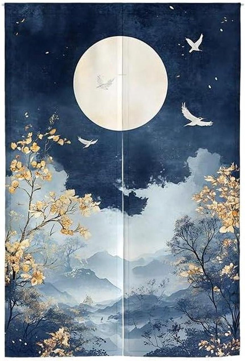 Japans Deurgordijn Noren Gordijn met Grafisch Tweedelig Split Ontwerp, Ondoorzichtig, 90 x 120 cm