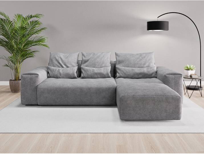 Ecksofa Denver Nr. 1 rechts - Grau (Dunkelgrau) - Cordstoff