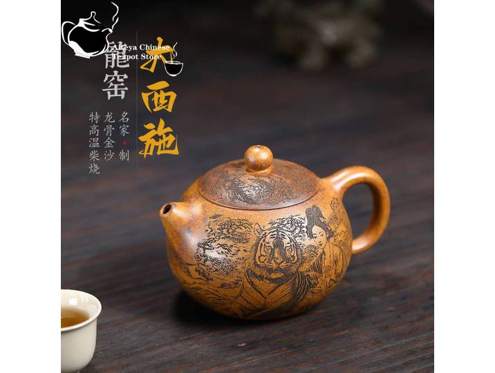 YFête ing-Théière de créateurs violets, minerai original, os de dragon, sable doré, service à thé Da Xi Shi Kung Fu, théière chinoise