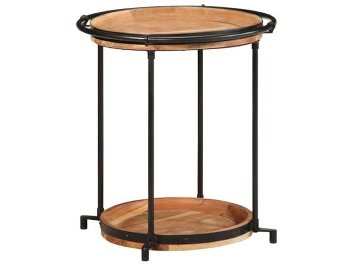 KLGBNCVE Beistelltisch Ø55x60 cm Massivholz Akazie mit Eisengestell 2 Ebenen Stauraum, Industriedesign, robuste Tischplatte, pflegeleichte Oberfläche