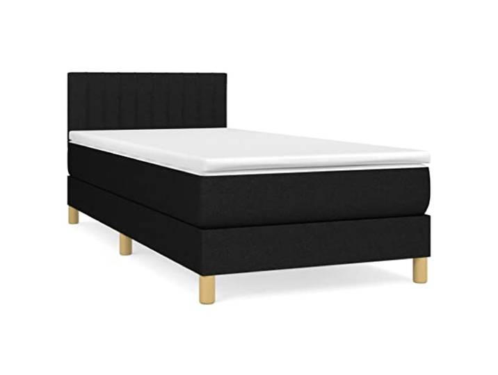 PUGYNBK Boxspringbett, 100 x 200 cm, Schwarz Verstellbares Kopfteil, Taschenfederkernmatratze, atmungsaktiver Bezug, mittlere Härte