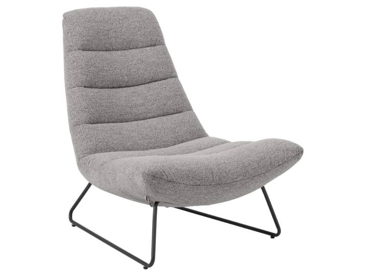 Fauteuil lounge rembourré, gris/métal