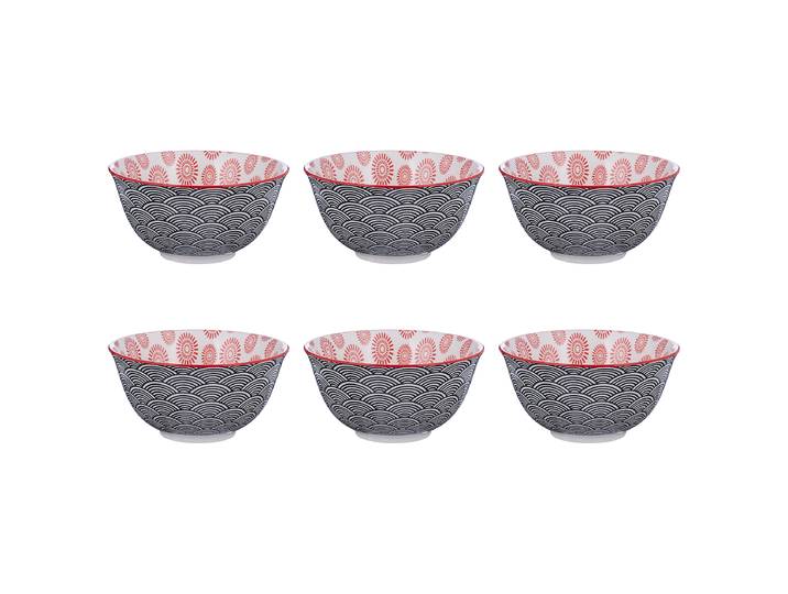 Schale ORNAMENTS 6er-Set Ø 14cm Schwarz/Rot/Schwarz/Rot