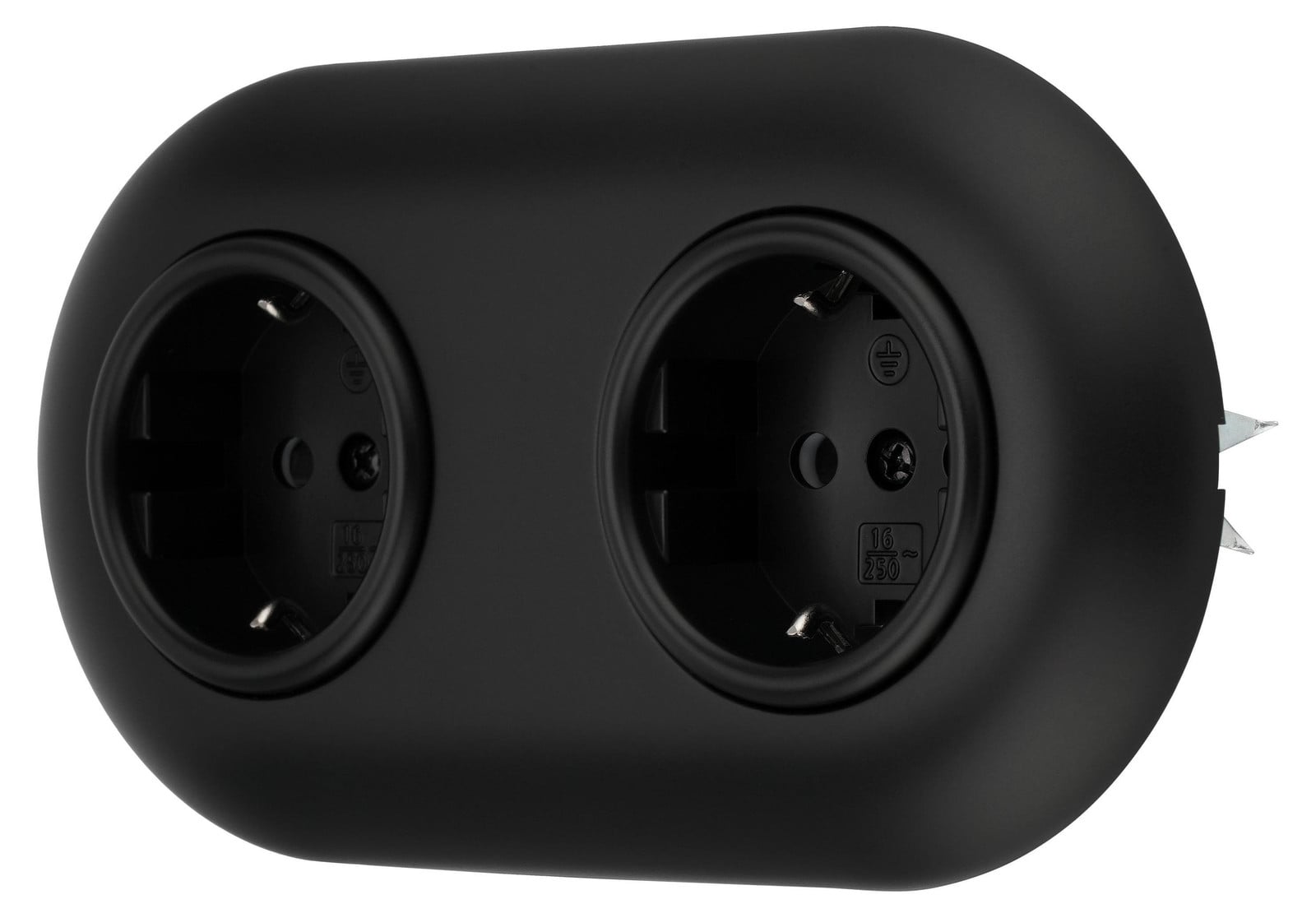 ADAKAT Inbouwstopcontact retro serie VX1, 2-voudig, zwart mat