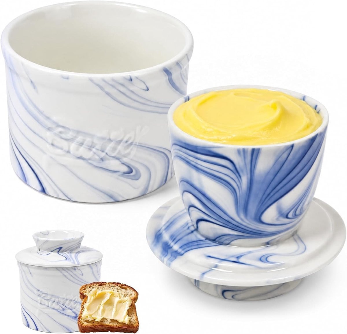 Elegante keramische botervloot met waterkoeling voor koelkast en tafel