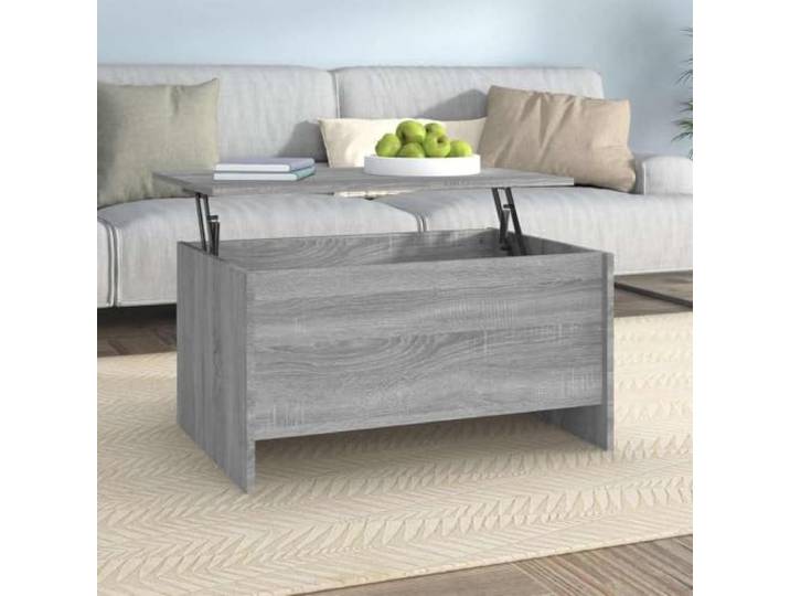 pokgdf Couchtisch Holzwerkstoff Sonoma 80x55,5x41,5 cm Höhenverstellbar Höhenverstellbare Platte, verstecktes Fach, pflegeleichte Oberfläche, modernes Design, vielseitig einsetzbar