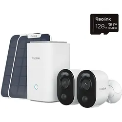 REOLINK Hub 1 mit 2xArgus B350+Solarpanel 2 4K, Smart-Erkennung, Solar, Überwachungskamera