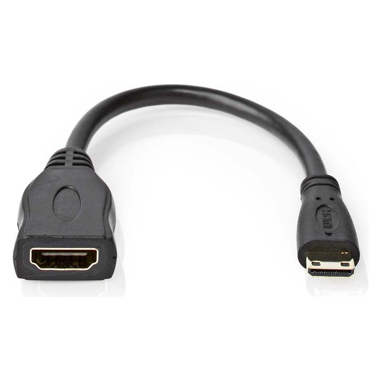 Nedis High Speed HDMI Kabel mit Ethernet | HDMI Mini Stecker | HDMI Ausgang | 4K@30Hz | 10.2 G (0.20 m) (CVGB34590BK02)
