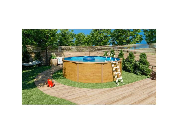 Pool-Set STEELY DE LUXE WOOD 3-teilig, laufruhige Pumpe