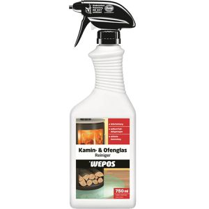 Wepos Kaminscheibenreiniger Ofenglas Reiniger, flüssig, wirkt selbsttätig und rückstandsfrei, Pumpspray 750 ml