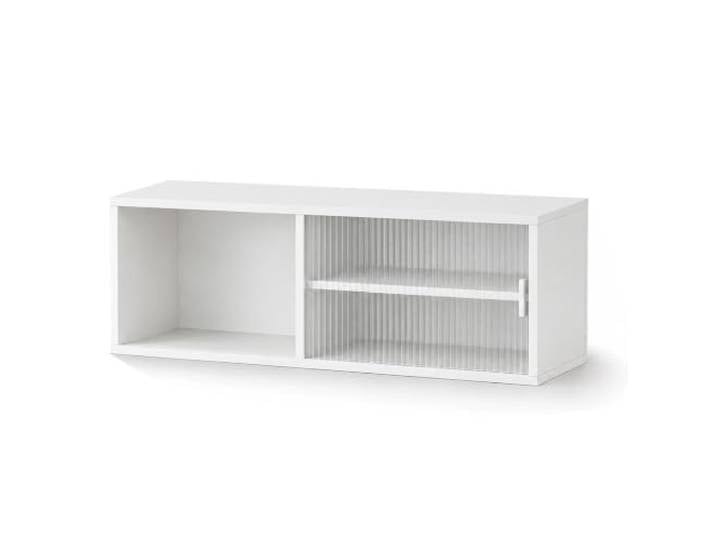 Wandhängeschrank Holz, Küchen-Aufbewahrungsorganizer, Schrank mit Glastür 17 mm starke Platten, Verstellbare Einlegeböden für Küche, Vorratskammer, Kaffeebar und Weinaufbewahrung(White,39in/100cm)