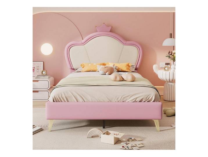LuxusKollektion Prinzessinbett Kinderbett Prinzessinnenbett 90x200cm rosa+weiß