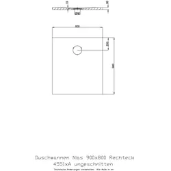 Hoesch Duschwanne Nias 900x800x30 strukturierte Oberfläche 4551xA.715