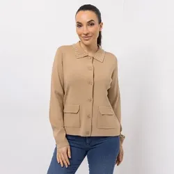 EVA LUTZ Cardigan Kragen mit Perlen figurumspielend