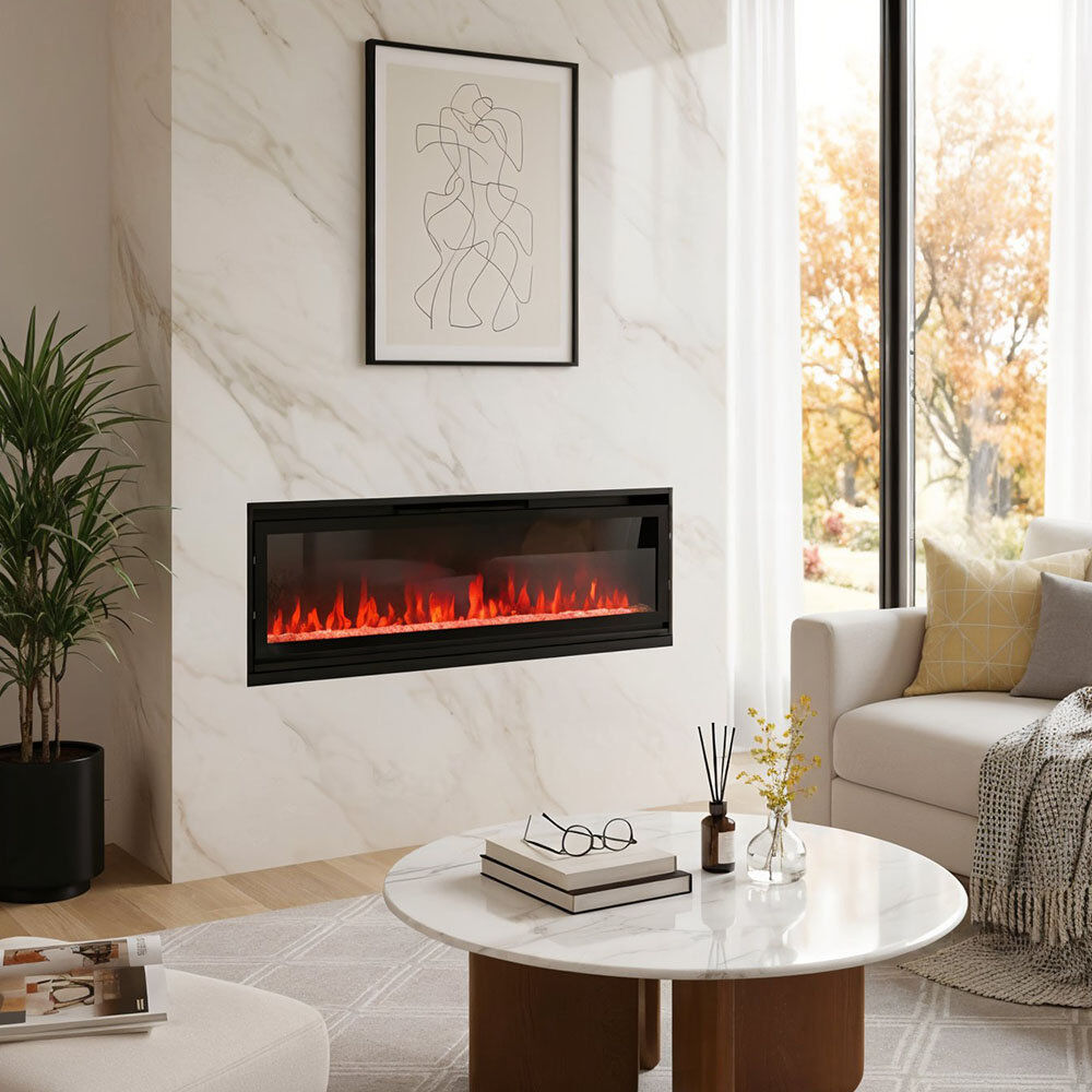 Metro Lane Black Electric Fireplace with 5120 BTU Black 34cm H x 127cm W x 11cm D