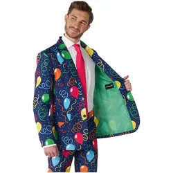 OppoSuits Suitmeister Confetti Balloons - Heren Pak - Carnavalskleding - Ballonen Kostuum - Blauw - Maat XXL (XXL)