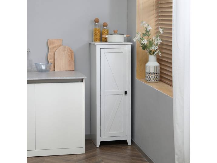 HOMCOM Armoire Bois Blanc 3 Étagères Réglables 121,5cm