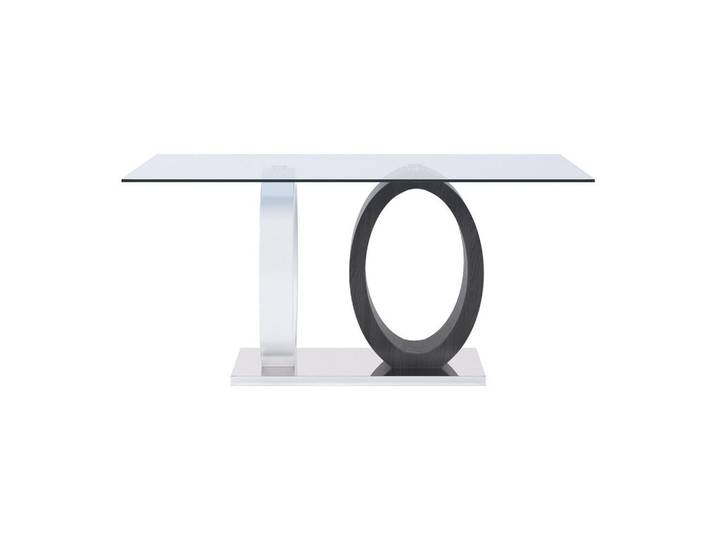Vente-Unique Esstisch - 6 Personen - glas - grau, weiß Ayane, Transparent, Glas, Uni, Rechteckig, 160x76x90 cm, Esszimmer, Esstische