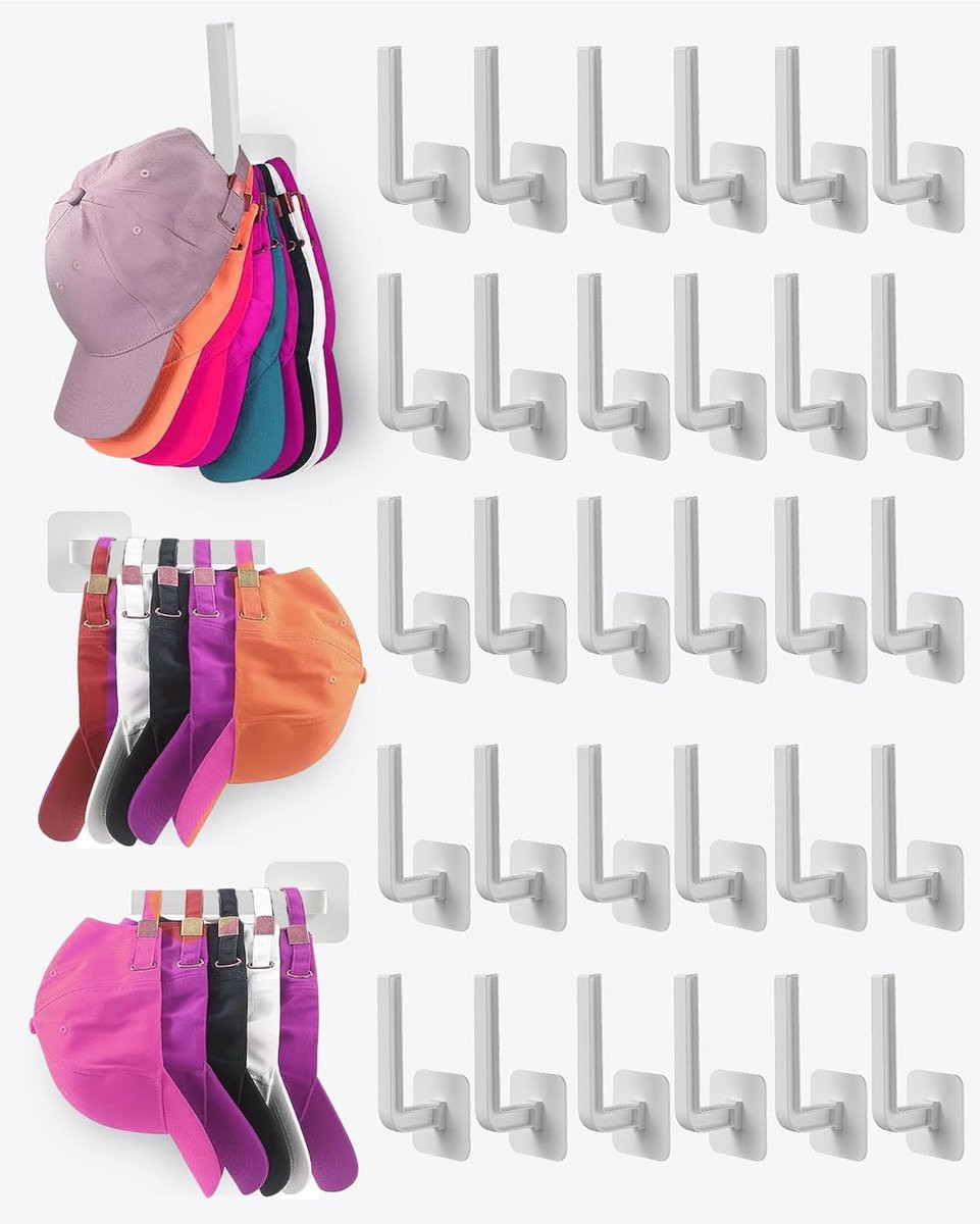 Multifunctionele Hoedenrek Organiser met 30 Sterke Zelfklevende Haken