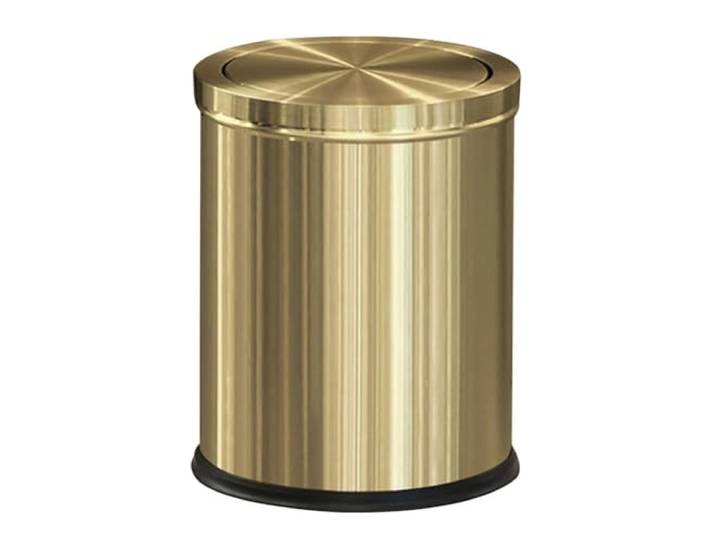 LEASYLIFE Goldfarbener Badezimmer-Mülleimer mit Klappdeckel, Edelstahl, 1,4 l