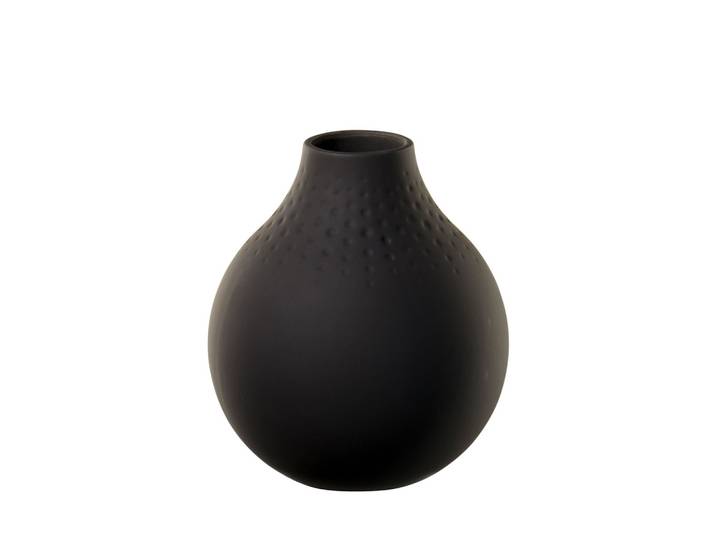 Dekovase VILLEROY & BOCH Vase Perle Manufacture Collier 12 cm , schwarz (noir), Vasen, Dekovase