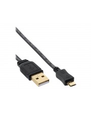InLine USB-Kabel Micro-USB Typ B S bis USB S 2.0 1 m flach Schwarz (31710F)
