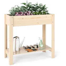 Helloshop26 - Hochbeet mit Pflanzregal 81 x 37 x 77 cm ergonomisch und multifunktional natürliches Design 20_0012190